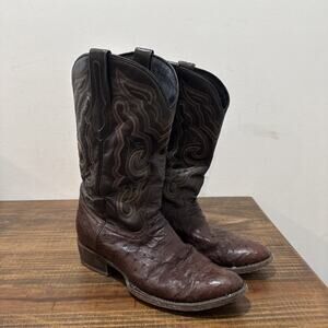JB Dillon Men's Reserve Size 10 D Ostrich Leather Cowboy Boots